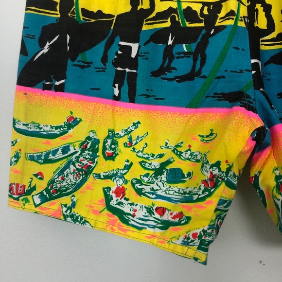 Vintage Local Motion Reversible Surf Print Shorts - Picture 5 of 15